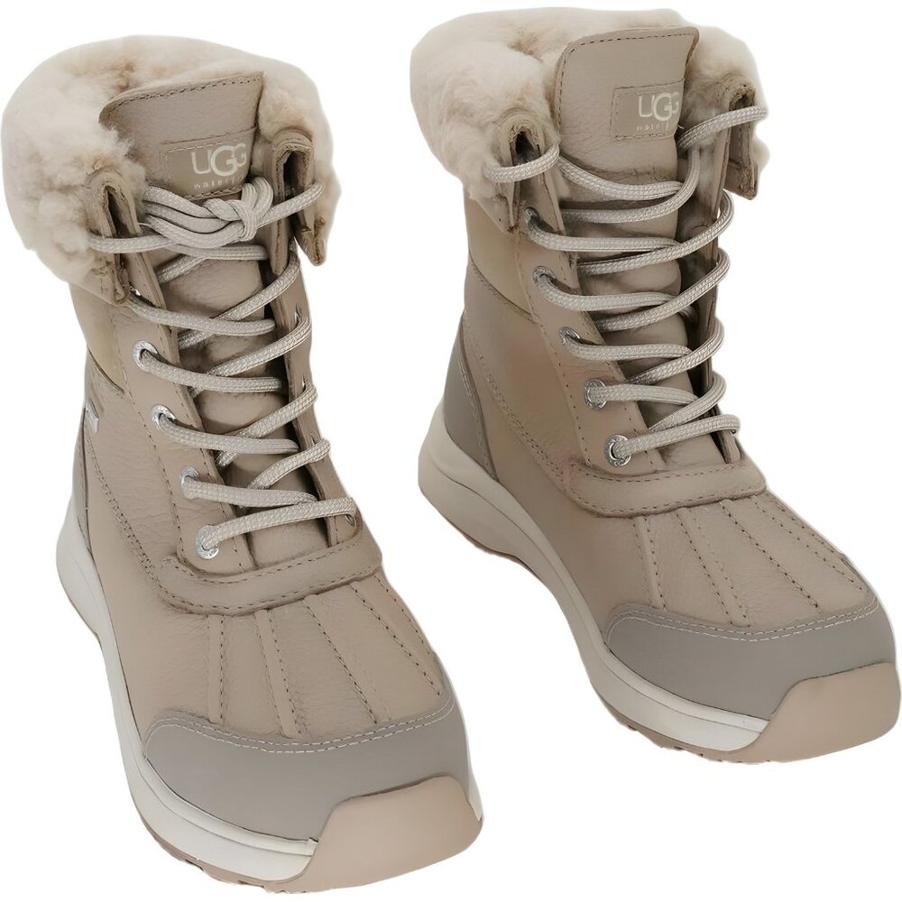 UGG Women's Tan Lace-Up Shearling-Trim Heeled Boots